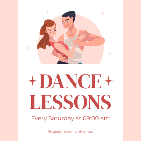Template di design Annuncio di lezioni di danza con illustrazione della coppia Instagram