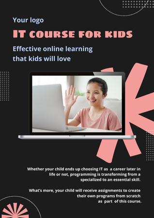 Programming Courses for Kids Ad Poster A3 Design Template
