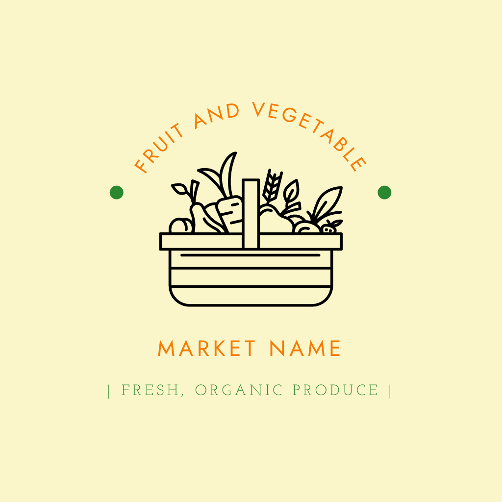 Modèle de visuel Fresh Fruits and Vegetables Market Emblem with Vegetables - Logo