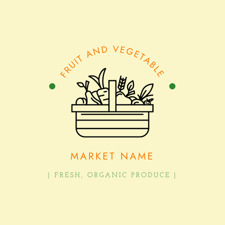 Fresh Fruits and Vegetables Market Emblem Logo Modelo de Design