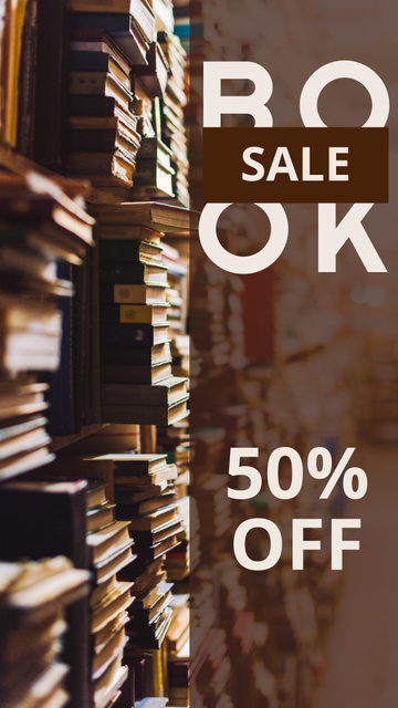 Ontwerpsjabloon van Instagram Story van Motivating Book Sale Newsflash Offer In Brown