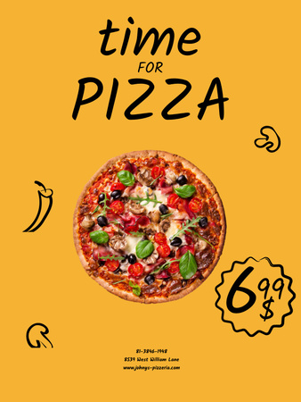 Slice of Pizza for Restaurant Offer Poster US Design Template