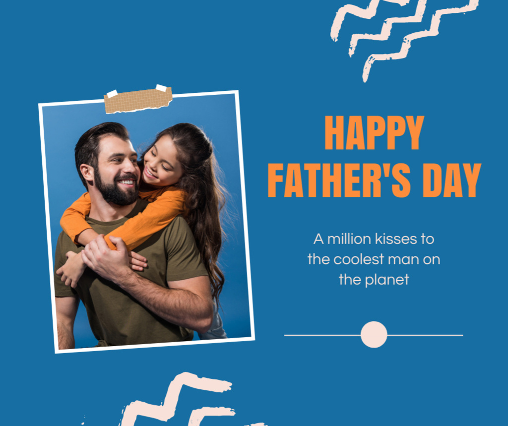 Father's Day Greeting with Handsome Man Facebook Design Template