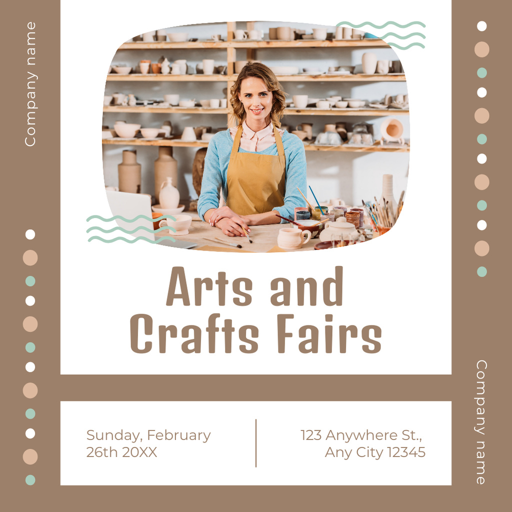 Ontwerpsjabloon van Instagram van Art and Craft Fair Announcement with Young Craftswoman