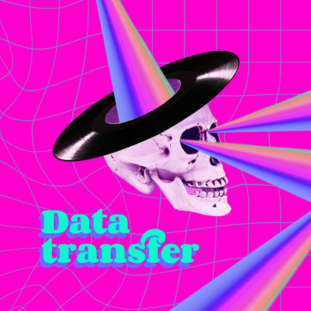Designvorlage Funny Skull with Vinyl on Head für Instagram