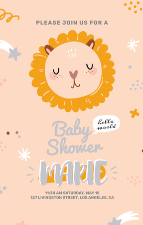 Baby Shower party with cute animal Invitation 4.6x7.2in Design Template