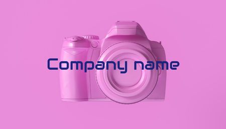 Commercial Photographer Services Offer with Camera on Pink Business Card US Design Template