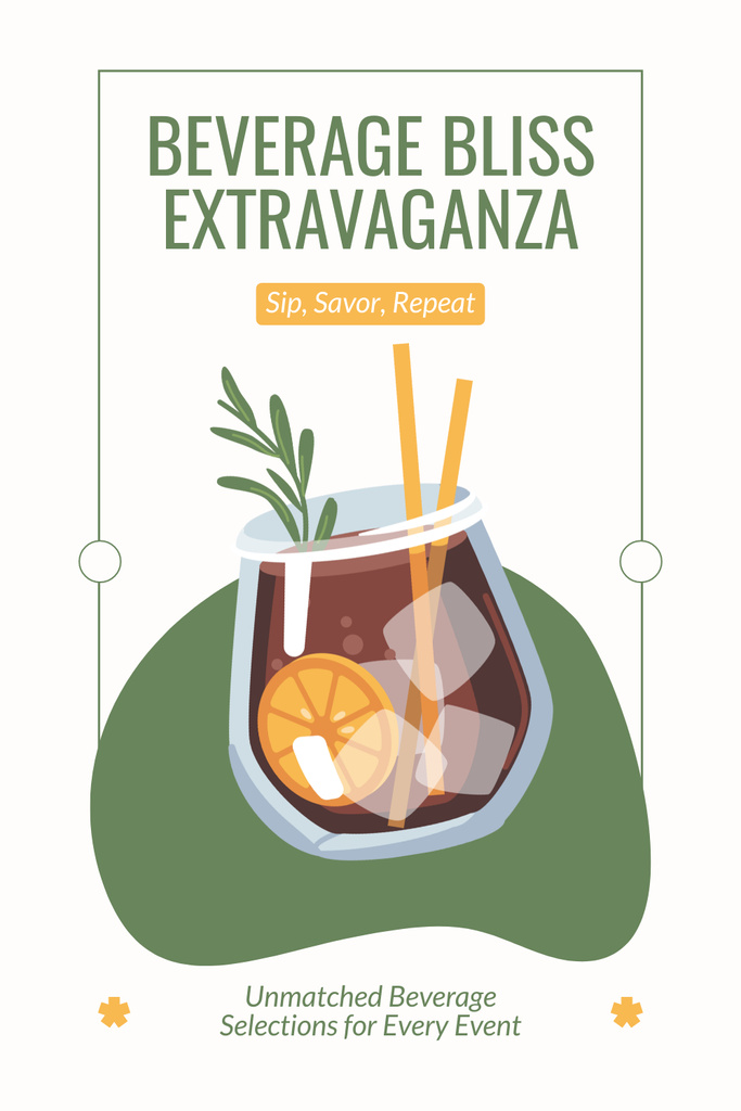 Catering Services with Extravagant Beverage Pinterest Design Template