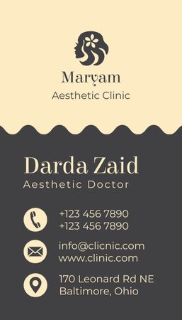 Aesthetic Doctor Contact Information Business Card US Vertical Design Template