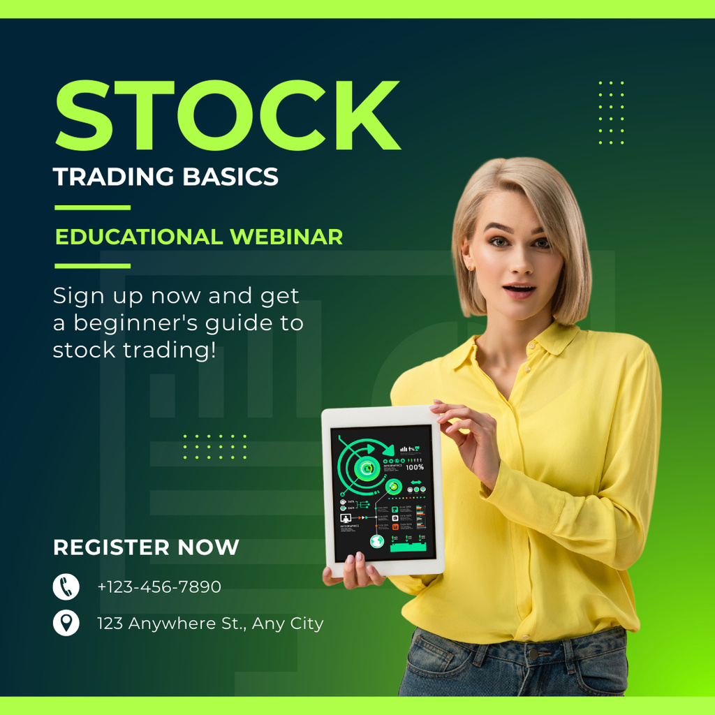 Basic Knowledge about Stock Trading at Webinar Instagram Design Template