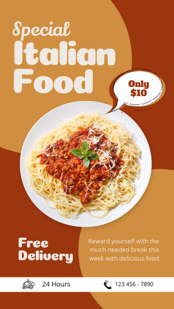Designvorlage italienische spaghetti im sonderangebot für Instagram Story