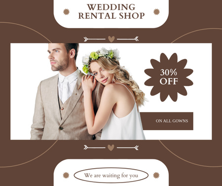 Wedding Clothing Rental Shop Offer Facebook Design Template