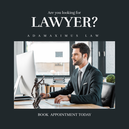 Lawyer on Workplace in Office Instagram Design Template