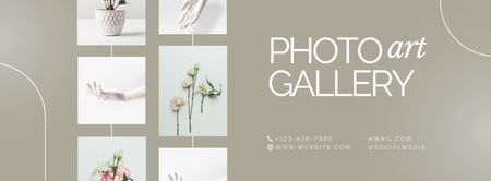 Plantilla de diseño de Promoción de galería de arte fotográfico con collage Facebook cover 