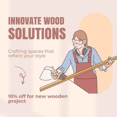 Plantilla de diseño de Artesanía de carpintería perfecta y proyectos de madera a precio reducido Instagram AD 