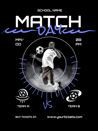 Soccer Match Day in School Announcement Poster US Design Template