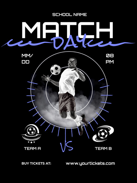 Plantilla de diseño de Soccer Match Day in School Announcement Poster US 