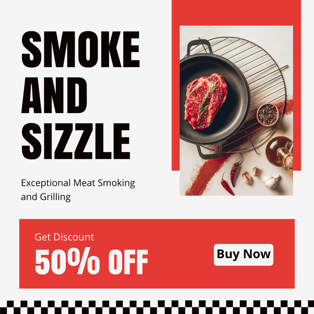 Meat Smoking and Grilling Instagram Modelo de Design