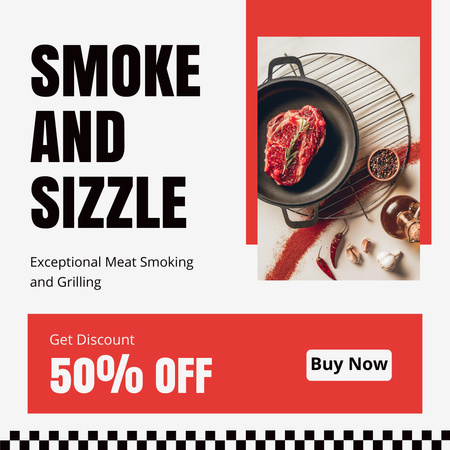 Meat Smoking and Grilling Instagram Design Template