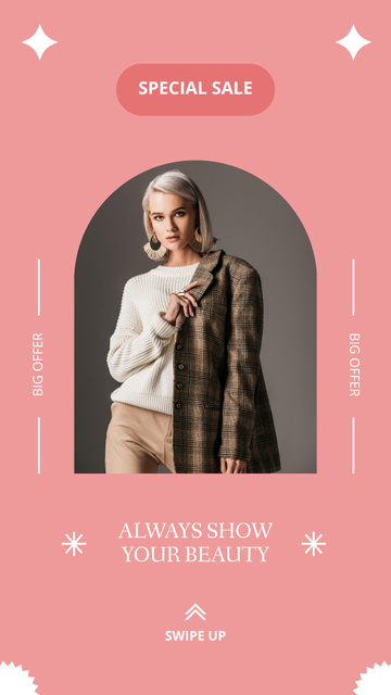 Female Fashion Clothes Ad Sale Instagram Story Design Template