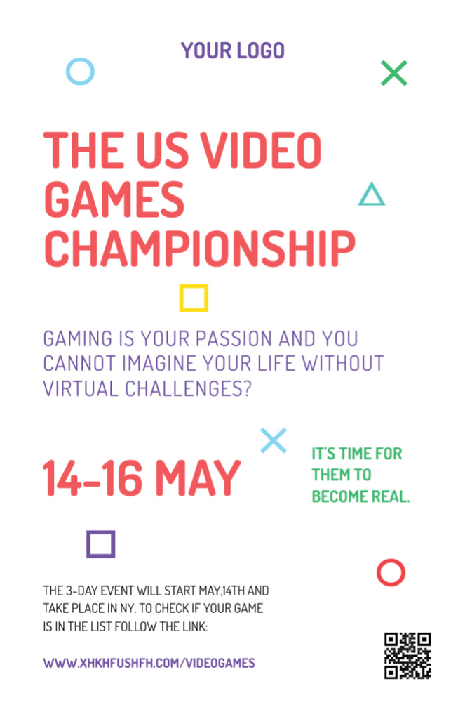 Platilla de diseño Video Games Championship Announcement Invitation 5.5x8.5in