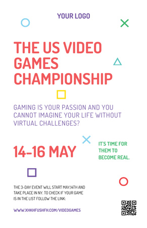 Video Games Championship Announcement Invitation 5.5x8.5in Design Template