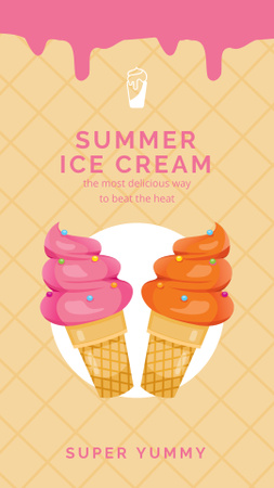 Designvorlage Sommer-Eisangebot auf Beige für Instagram Story