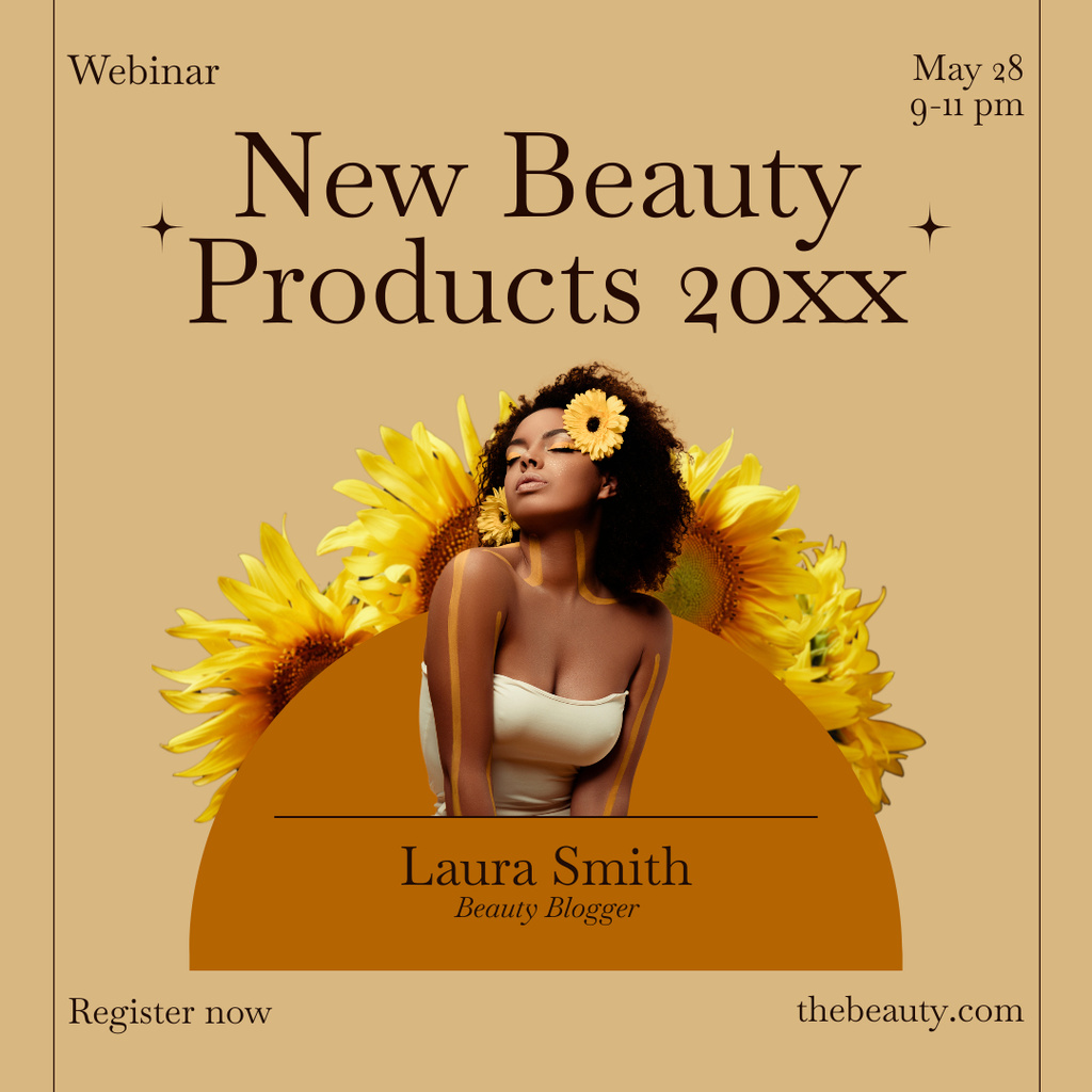 Webinar on New Beauty Products with Young African American Woman Instagramデザインテンプレート