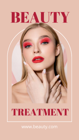 Bright Beauty Treatment And Red Eyeshadows Instagram Story Design Template