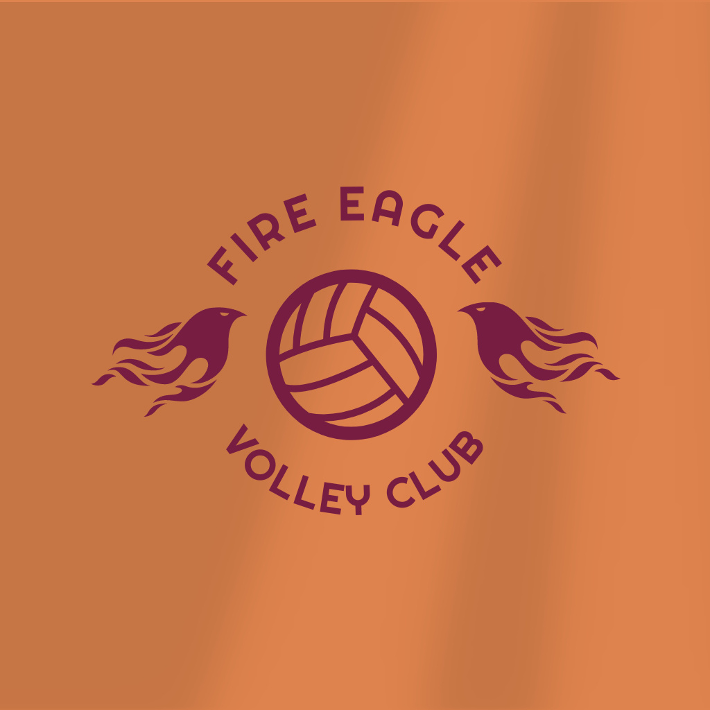 Volleyball Sport Club Emblem with Eagles Logoデザインテンプレート
