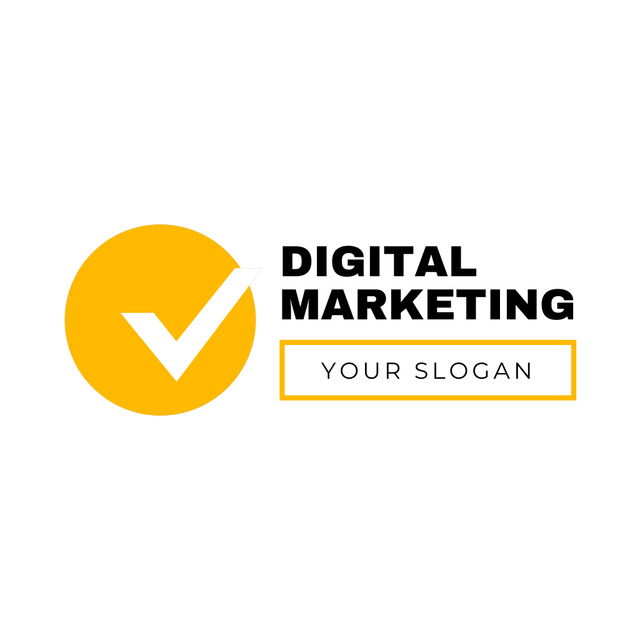 Emblem of Digital Marketing Agency with Yellow Circle Animated Logo Design Template