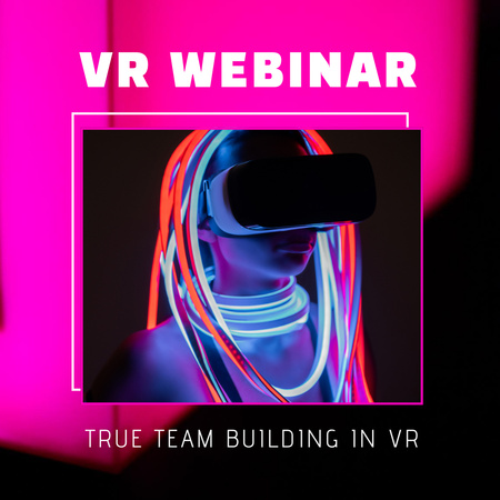 Virtual Webinar Announcement with Woman in Pink Neon Instagram Design Template