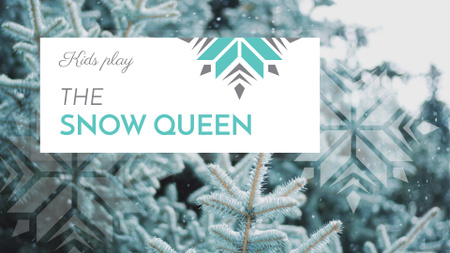 Winter Event Announcement with Snowy Branches FB event cover Design Template