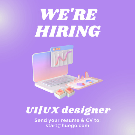 Designers de interface do usuário e UX contratando roxo Instagram Modelo de Design