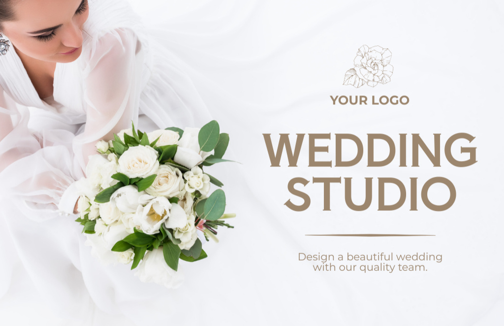 Wedding Studio Services with Qualified Team Business Card 85x55mm Πρότυπο σχεδίασης