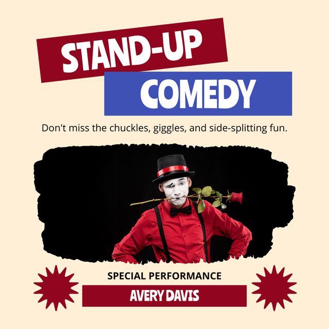 Comedy Show with Mime and Rose Instagram Design Template