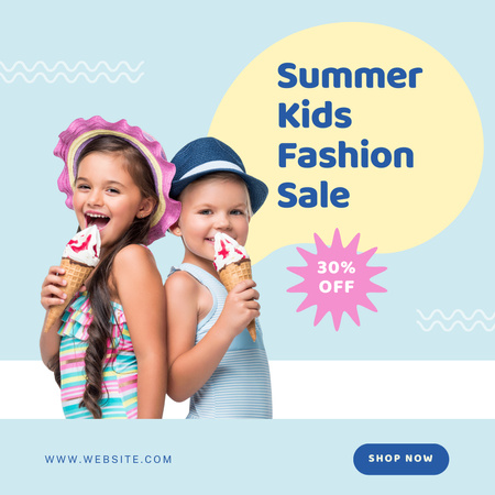 Ontwerpsjabloon van Instagram van Summer Kids Fashion Sale Announcement