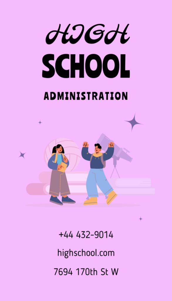 High School Administration Service Business Card US Vertical Design Template