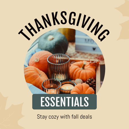 Thanksgiving Day Essentials And Accessories With Discount Offer Animated Post Design Template