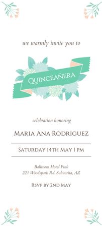 Designvorlage Feier-Einladung Quinceañera für Invitation 9.5x21cm