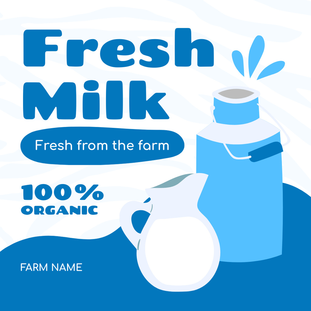 Ontwerpsjabloon van Instagram van Farm Fresh Organic Milk Offer