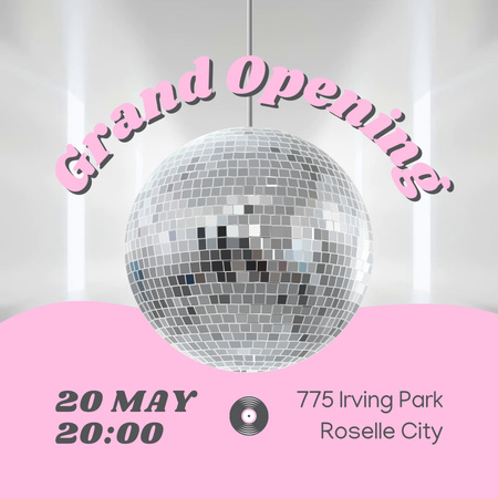 Grand Opening Event With Disco Ball Animated Post Design Template