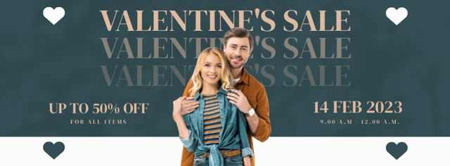 Discount for Young Couples on Valentine's Day Facebook cover Design Template