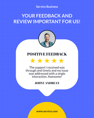 Ontwerpsjabloon van Instagram Post Vertical van Positieve feedback over service van tevreden klant
