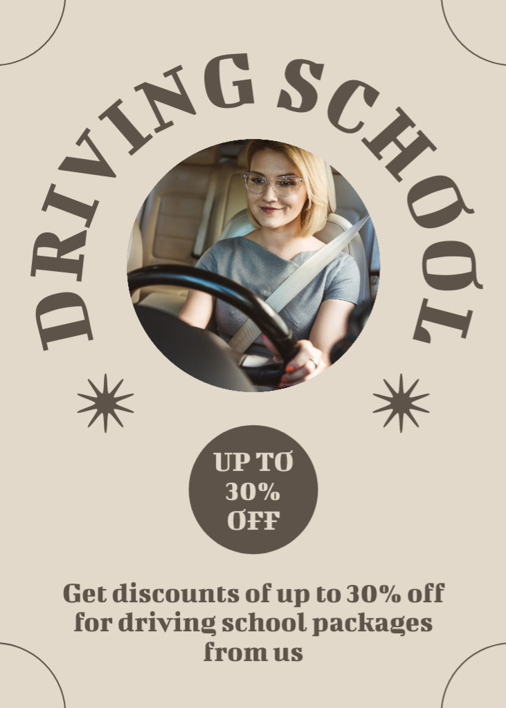Automobile Driving School Course With Discount Flayer Tasarım Şablonu