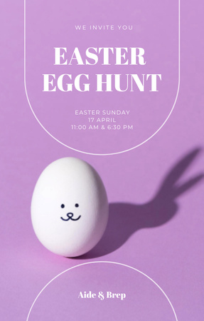 Plantilla de diseño de Anuncio de búsqueda de huevos de Pascua en púrpura Invitation 4.6x7.2in 