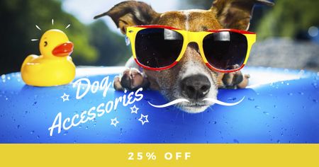 Dog Accessories Offer with Funny Pet Facebook AD Design Template