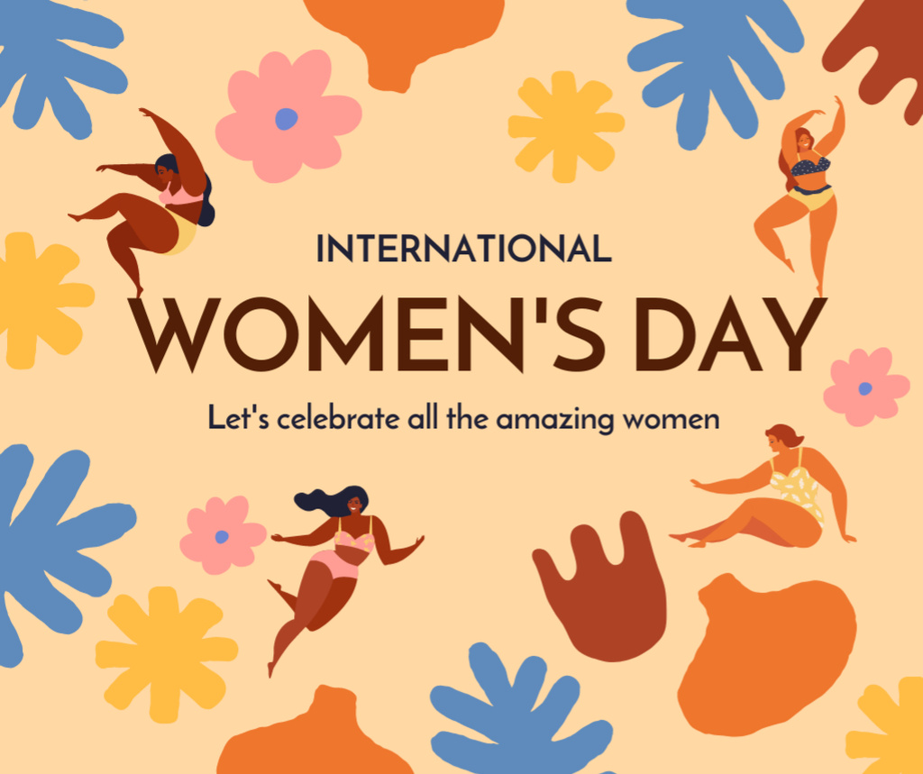 International Women's Day with Bright Illustration Facebook Design Template
