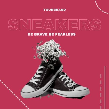 Sale Offer with Flowers in Sneakers Instagram Design Template