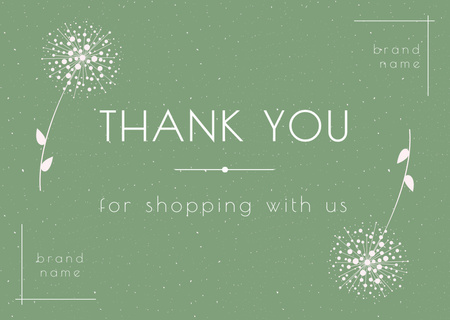 Plantilla de diseño de Thank You for Shopping with Us Message with Dandelions Card 